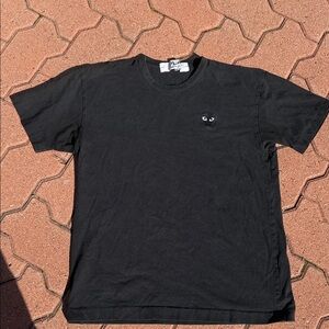 Comme des Garcons PLAY Black Tee with Heart Eyes